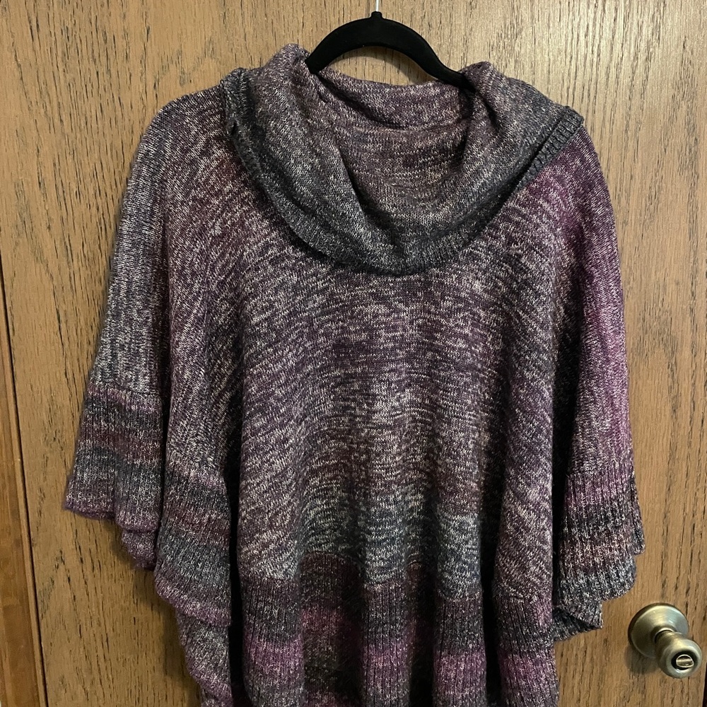 Leo & Nicole Purple and Gray Cowl Neck Sweater